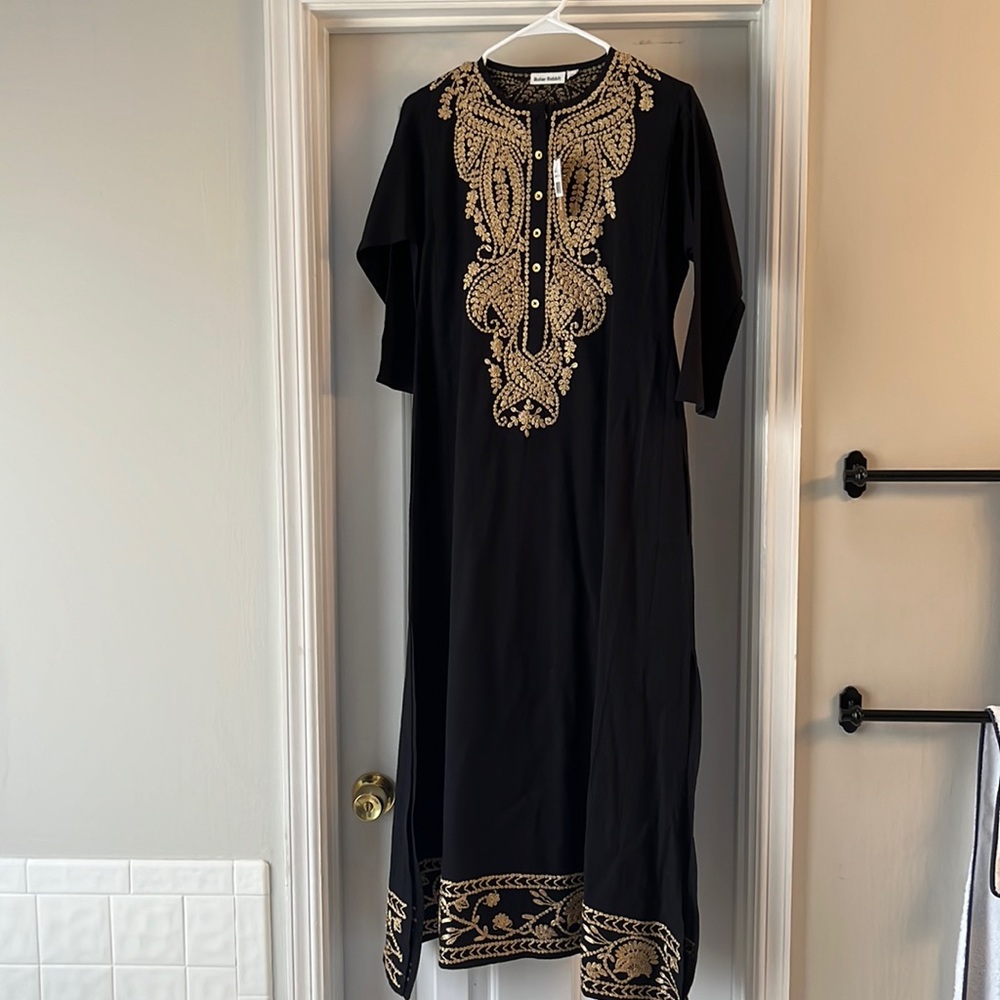 NWT Roller Rabbit black & gold dress